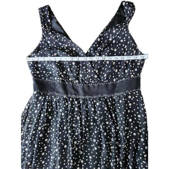 Signature By Robbie Bee Vtg Y2k Silk Beaded Lace Polka Dots Midi Dress Size 14W - Picture 6 of 8